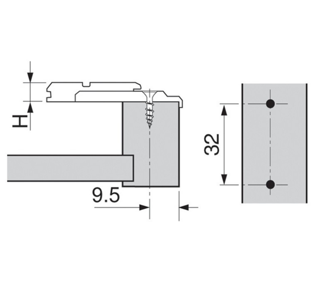 Clip Off-Center-Mount Face Frame Mounting Plate, Nickel-Plated, Screw-On.