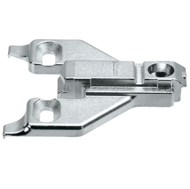 Clip Off-Center-Mount Face Frame Mounting Plate, Nickel-Plated, Screw-On.