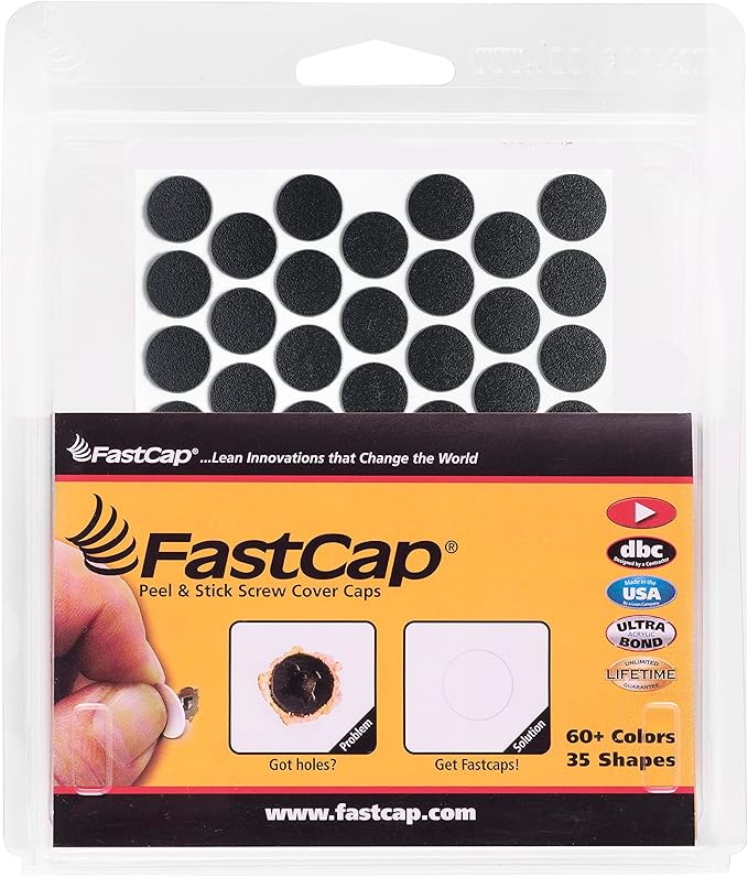 FastCap -  Black PVC Screw Hole Covers, 9/16''