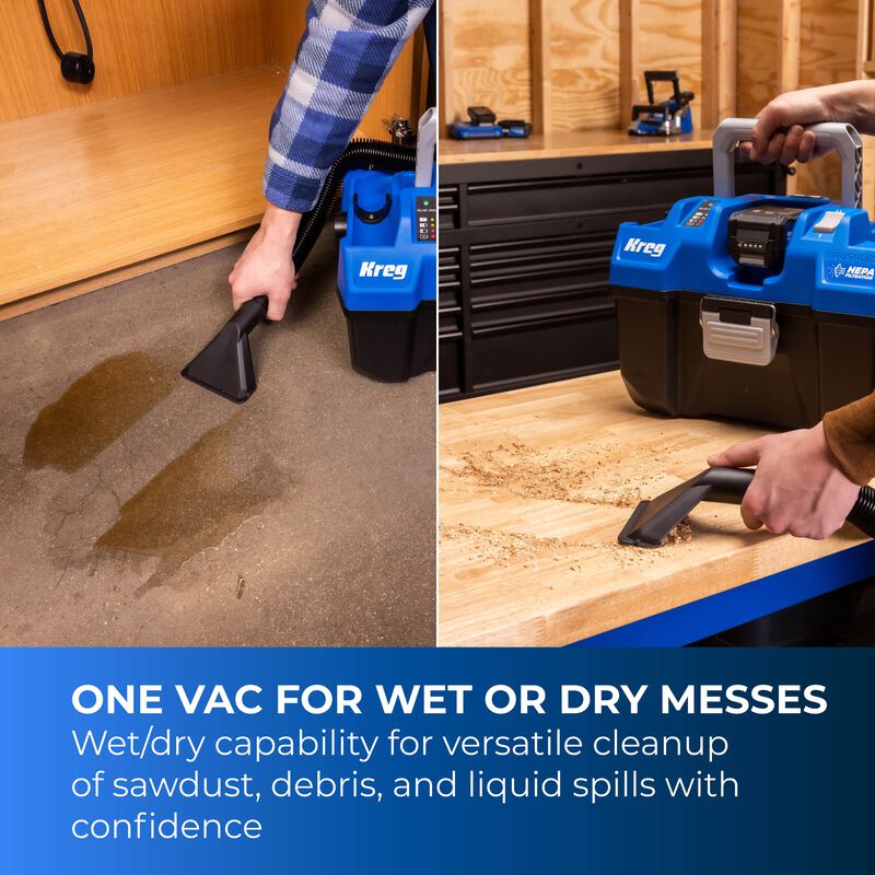 Kreg 20V Ionic Drive™ Wet/Dry Vac with HEPA (Tool Only)  KPTWDV026B