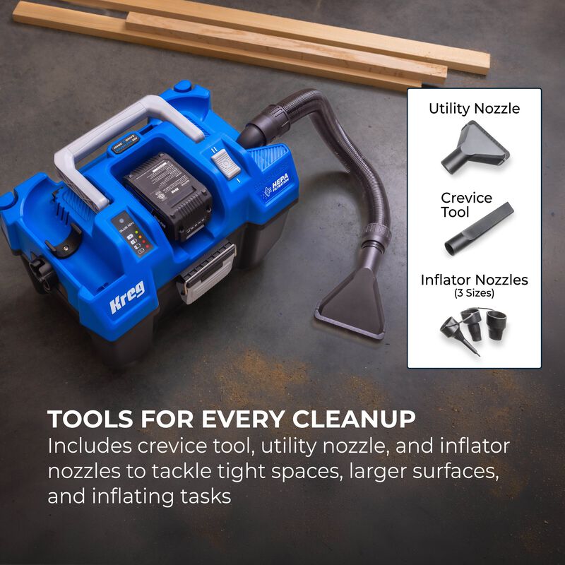Kreg 20V Ionic Drive™ Wet/Dry Vac with HEPA (Tool Only)  KPTWDV026B